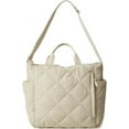 thumbnail image 3 of Kukuzhu Puffer Tote Bag Women Quilted Shoulder Crossbody Handbag Lattice Nylon Padded Hobo Cotton Puffy Purse Casual Satchel, 3 of 8