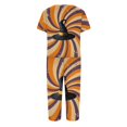 thumbnail image 5 of Women's Halloween Loungewear Set Short Sleeve V Neck Top and Capri Pants Tie Dye Pumpkin Pattern Relaxed Fit Sleepwear Pajama Set for Home Party Daily Wear Yellow S, 5 of 6