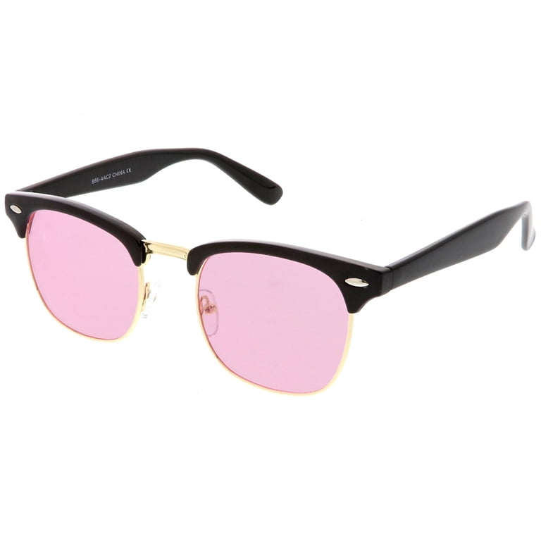 NEW! Stylish Black Sunglasses with Pink Accents Black Thick Hipster Rectangle Tinted Sunglasses with Pink  main image 4