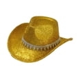 thumbnail image 2 of Sombrero de vaquero elegante y brillante, gorra de ala ancha para conciertos, fiestas y juegos de rol. Oro, 2 of 9