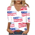thumbnail image 6 of 4th of July Outfits for Women American Flag V Neck Shirt 3/4 Sleeve Casual Tops Usa 250th Anniversary Shirt Holiday Tunic Tops, 6 of 7