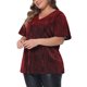 thumbnail image 4 of Blusas de mujer de tallas grandes Agnes Orinda, camiseta de manga corta con escote en V metálico, tops de fiesta 4X burdeos, 4 of 6
