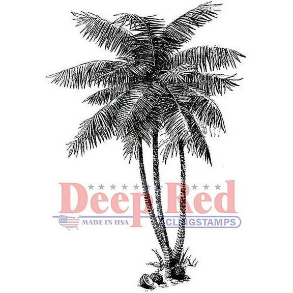 Deep Red Cling Stamp 2"X3"-Coconut Palms
