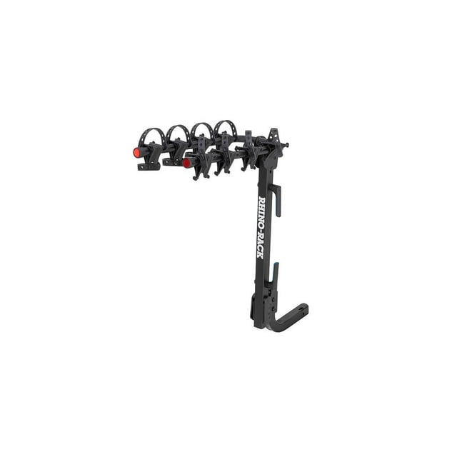 Rhino-Rack USA Bike Rack RBC053 2 Inch Receiver Hitch Mount; Holds 4 Bikes; Up To 132 Pound Weight Capacity; Cradle System With Straps; Foldable; Black