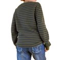 thumbnail image 5 of Women's Stripe Sweater, Ribbed Long Sleeve Round Neck Loose Knitwear for Autumn, 5 of 6