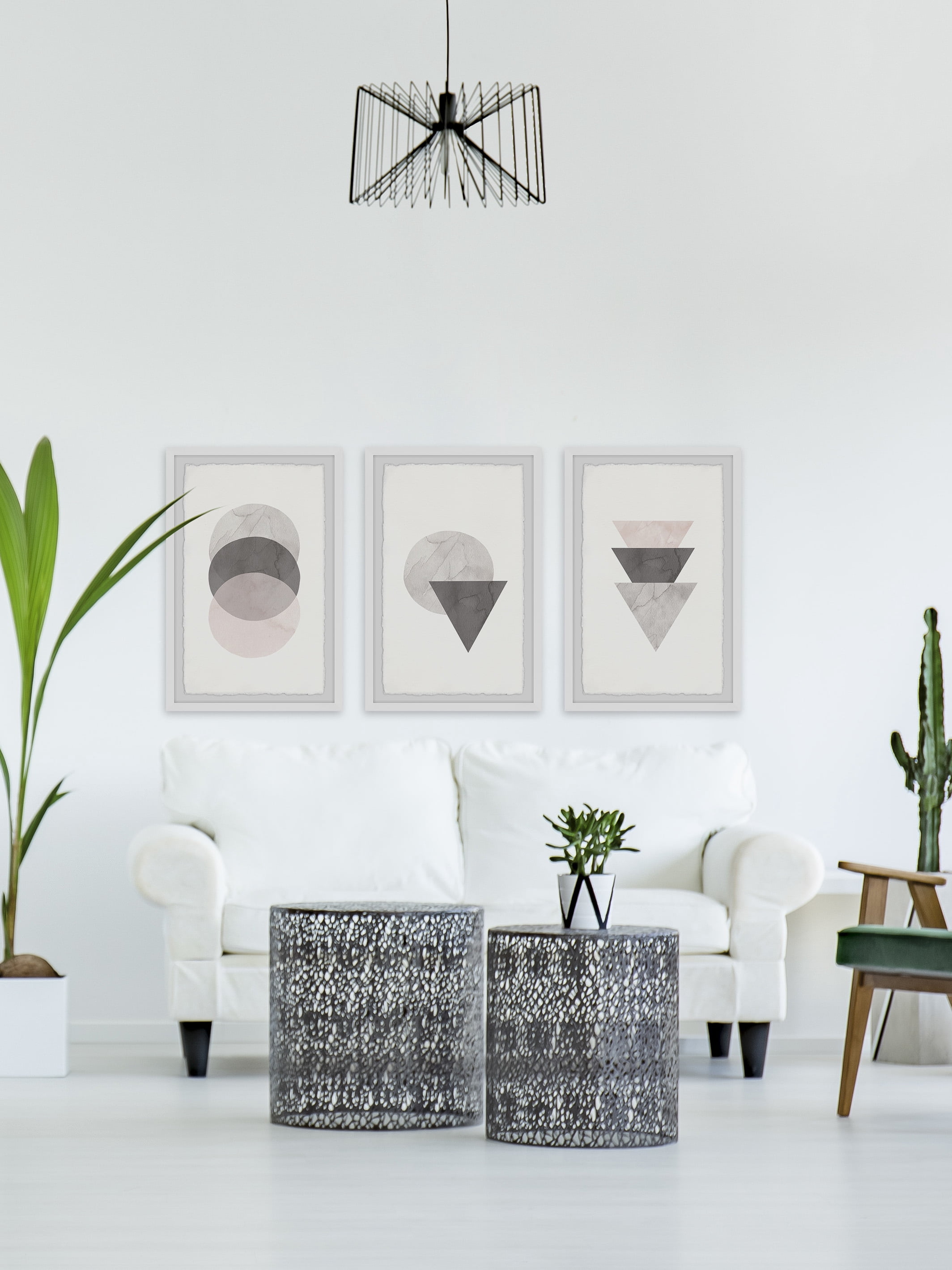 Marmont Hill Triangle and Circle Stack Triptych by Diana Alcala