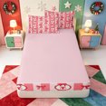 thumbnail image 4 of Manfei Vintage Christmas Snowman Zipper Twin Comforter Sets with Fitted Sheet and 2 Pillowcases,Merry Xmas Zipper Bedding Set,Pink Reversible,4-Piece, 4 of 7
