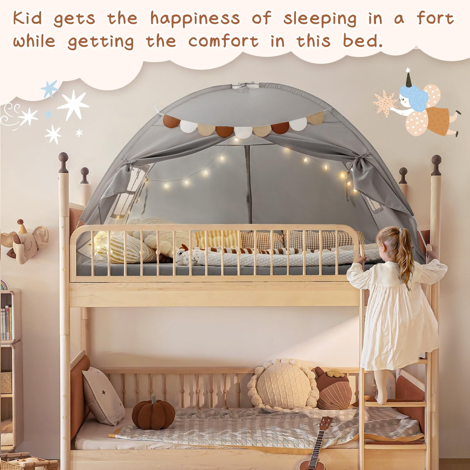 Bed Tent Bunk Size For  Indoor Floor Sleeping Tents Playhouse Drafty Room Blackout Space On Girl Birthday House Gift