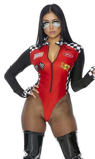 Womens Cheerleader Costume High Speed Hottie Race Car Driver Roleplay Halloween 