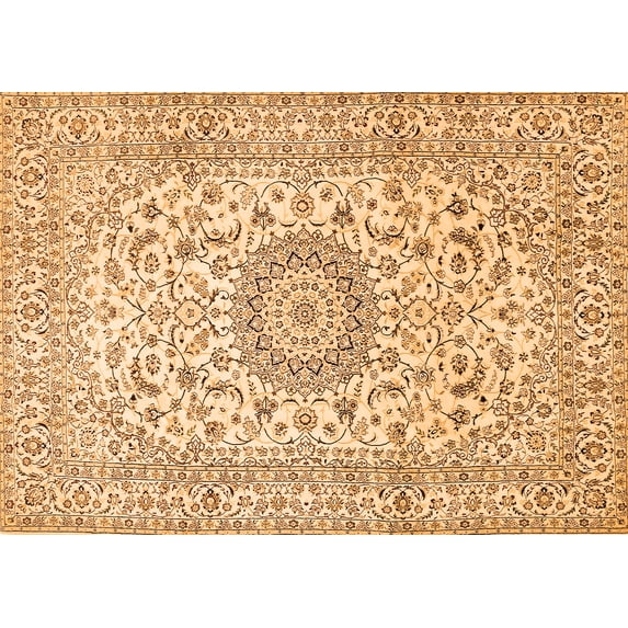 Ahgly Company Indoor Rectangle Medallion Orange Traditional Area Rugs, 2' x 4'