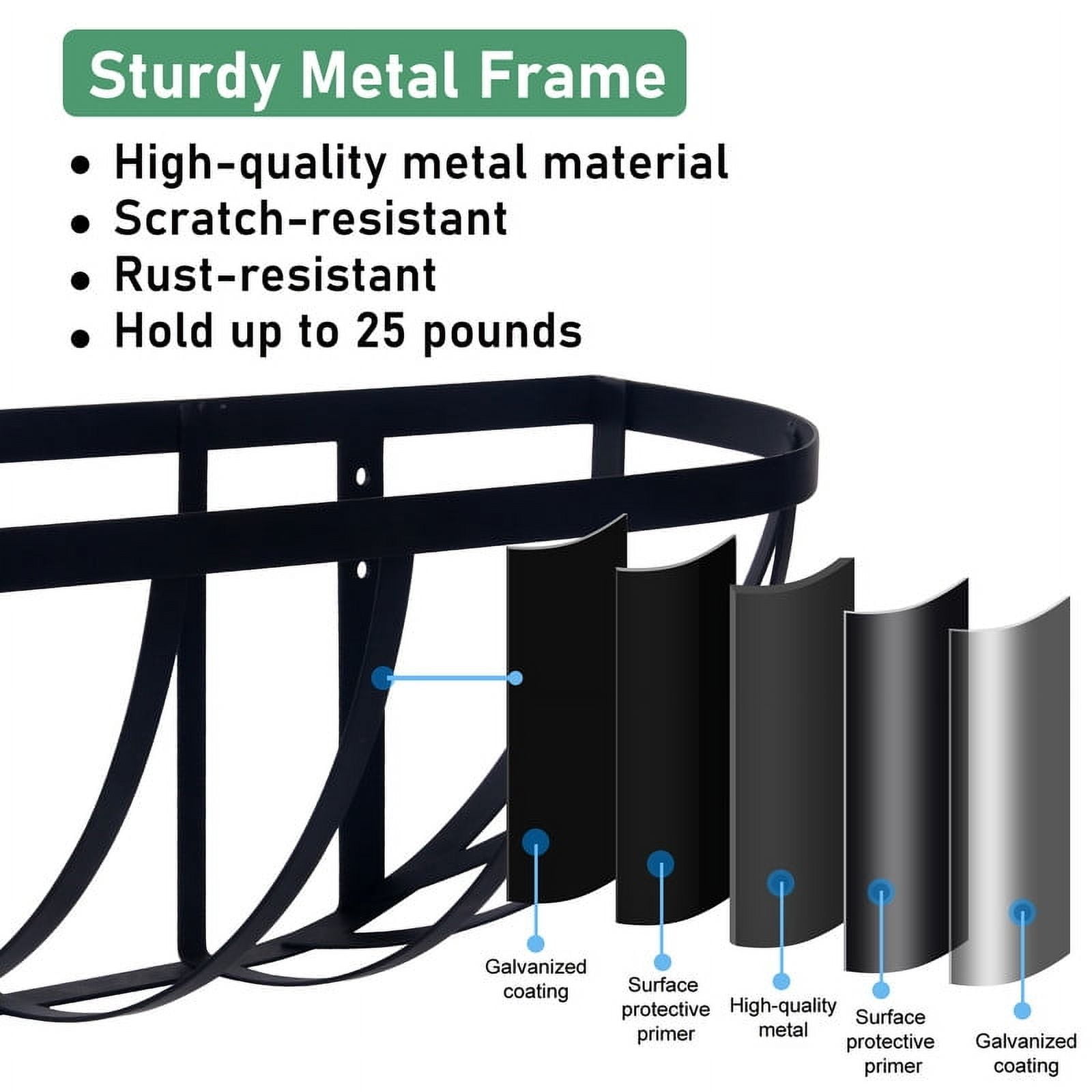 Every Moment Counts 2-Pack 24" Vertical Stack Railing Planters, Window Box Set with Coco Liners & Drainage - Dual-Tier Rail Décor for Patio/Deck