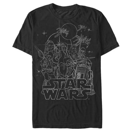 Men's Star Wars Character Outline Graphic Tee Black 5X Large