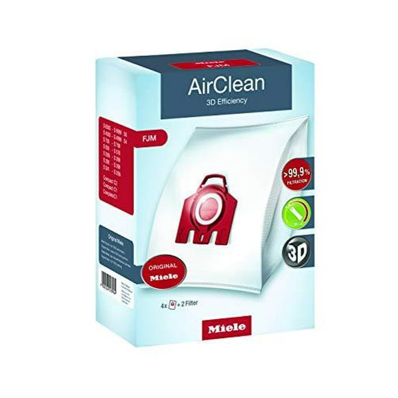 Miele Air Clean 3D Efficiency Dust Bag, Type FJM, 4 Bags and 2 Filters - F/J/M - White