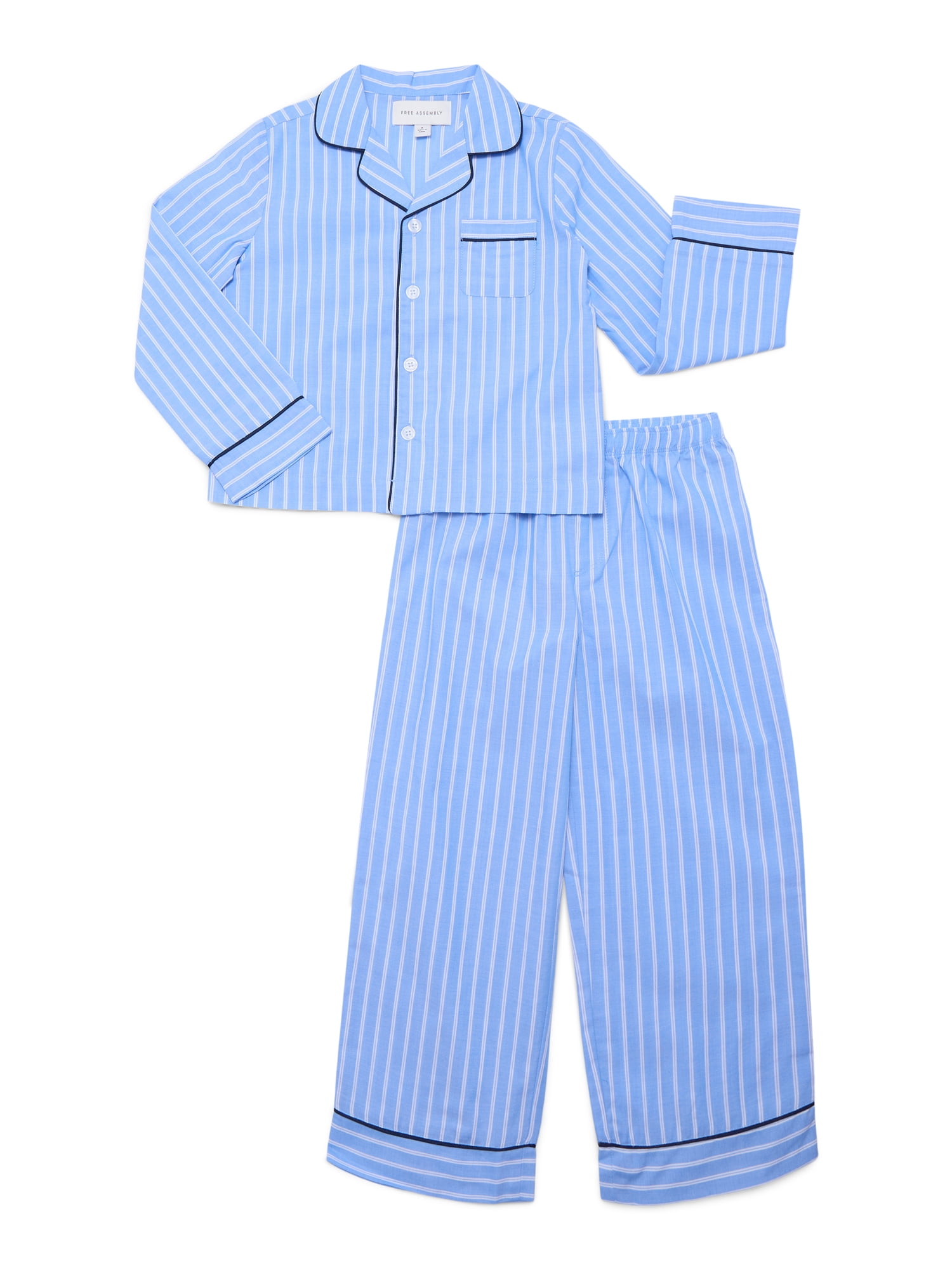 Free Assembly Matching Family Pajamas Kids' Notch Collar Top and Pants Gift Set, 2-Piece, Sizes XS-XXL
