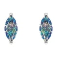 thumbnail image 3 of 1.0 Ct Marquise Cut Studs Blue Moissanite 14K White Solid Solid Gold Everyday Dainty Earrings Push Back, 3 of 7