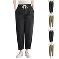 thumbnail image 1 of Sentmoon Plus Size Linen Pants for Women Solid Color High Elastic Waist Summer Pants Women Relaxed Fit Active Jogging Pants Beach Vacation Essentials for Summer and Hot Weather XL, 1 of 6