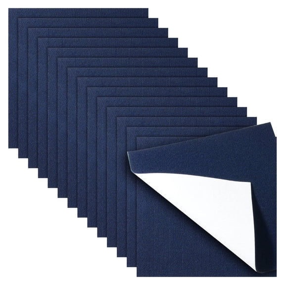 Peel and Stick Carpet Tiles, 24x24 Soft Padded Squares, Self Adhesive DIY Floor Tiles for Bedroom Living Room, Indoor Outdoor (15 Tiles, Dark Blue)