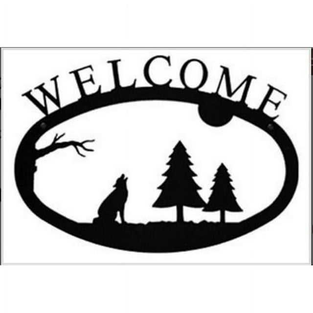 Village Wrought Iron WEL-145-L Grand Panneau en Bois Loup Welcom