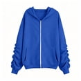 thumbnail image 3 of Shinyii Girls Zip Up Hoodie Solid Casual Cozy Hooded Sweatshirt Jacket, Blue, Sizes 4-15, 3 of 4