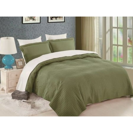 3 Pc Queen Maria Olivegreen Bedspread Bedding Coverlett Set With Solid Stripe Pattern Modern Design Com - Olive Green Queen Bedding Set 3 Pc Queen Maria Olivegreen Bedspread Bedding Coverlett Set With Solid Stripe Pattern Modern Design Com - Olive Green Queen Bedding Set