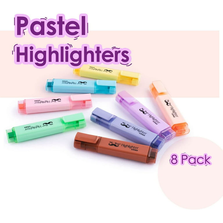 Mr. Pen- Retractable Highlighters, 6 Pack, Pastel Colors, Chisel Tip, No Smear Click Highlighter, Bible Journaling Highlighter, Highlighter Markers