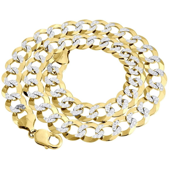 Real 10K Yellow Gold Solid Diamond Cut Cuban Link Chain 13mm Necklace 22"