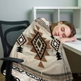 thumbnail image 4 of Flannel Fleece Throw Blanket Aztec Retro Brown Ethnic Style Lightweight Soft Plush Blankets,Abstract Geometric Cozy Warm Throw Blanket for Couch Sofa Bed Car Office All Season Use 50x60in, 4 of 9