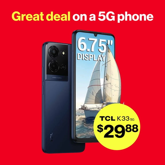 Verizon Prepaid TCL K33, 5G, 64GB, Space Gray - Prepaid Smartphone [Locked to Verizon Prepaid]