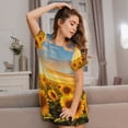 thumbnail image 3 of Kdxio Beautiful Golden Sunflower Field Pattern Womens Short Sleeve Sleepshirt Scoopneck Cute Nightdress Ruffle Comfy Nightgown, 3 of 6