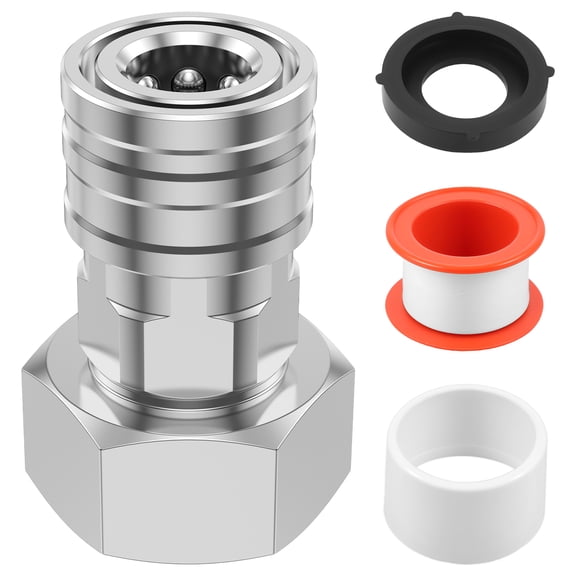 Stainless Steel Garden Hose to Pressure Washer Adapter 3/4 inch GHT to 1/4 inch Converter Connector Fitting for Car Wash Cleaning