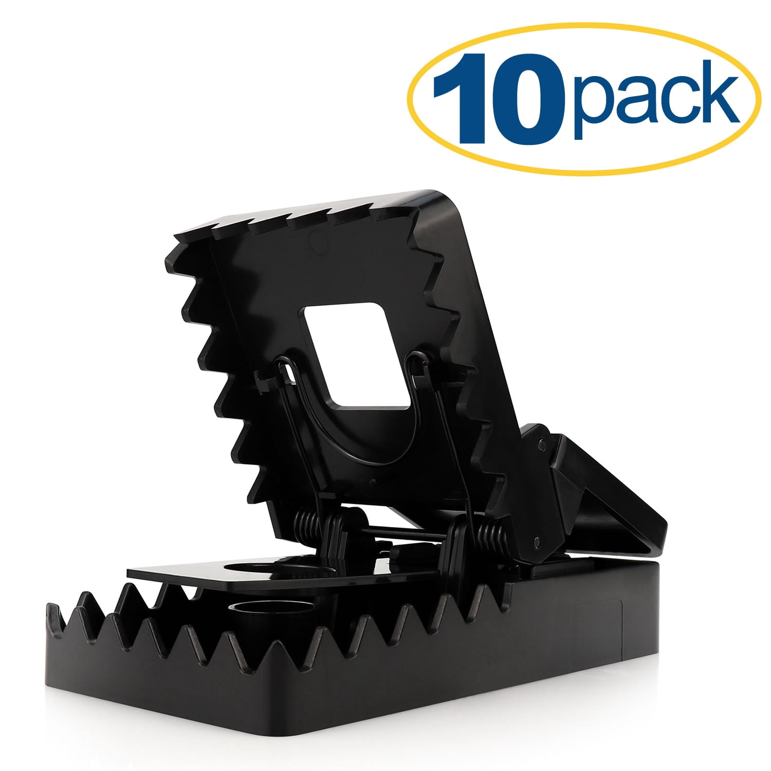 eXuby Jaws Extra Large Rat Traps (10 Pack) - Kills With Powerful Steel Spring - Setup in Seconds - Wash & Reuse Over & Over - Hands Free Disposal - No Harmful Poisons - Quick & Easy Bait Loading
