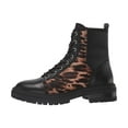 thumbnail image 2 of Vince Camuto Bestenda Black Leopard Leather Lace Up Moto Lug Sole Combat Boots (Black Leopard, 9.5), 2 of 6