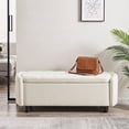 thumbnail image 6 of Furniliving 46.5" Chenille Storage Bench, Button-Tufted Upholstered Ottoman with Hidden Storage, End of Bed Bench for Bedroom Entryway Living Room, Beige, 6 of 13