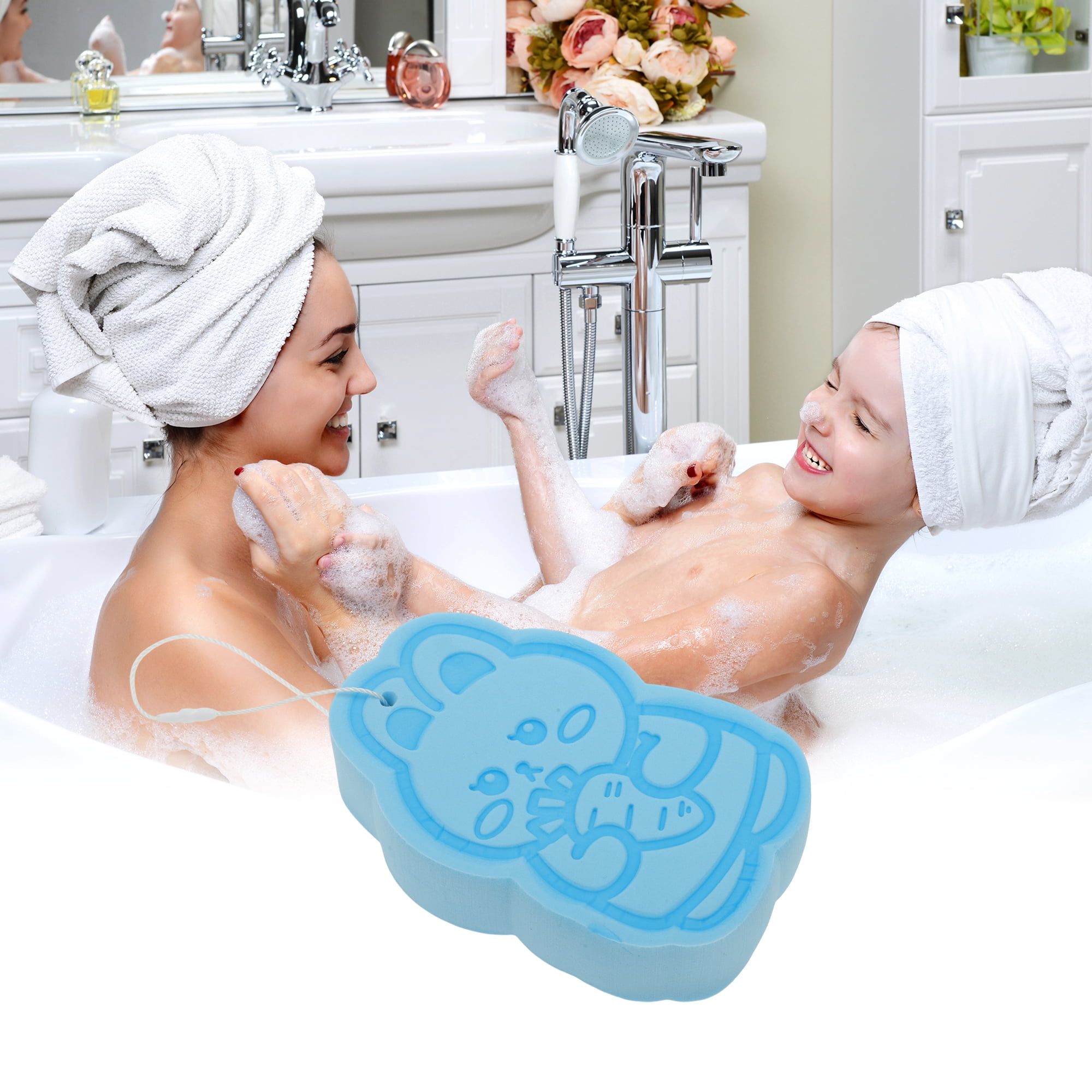 Unique Bargains Rabbit Bath Sponge Body Scrubber 1 Pc Blue