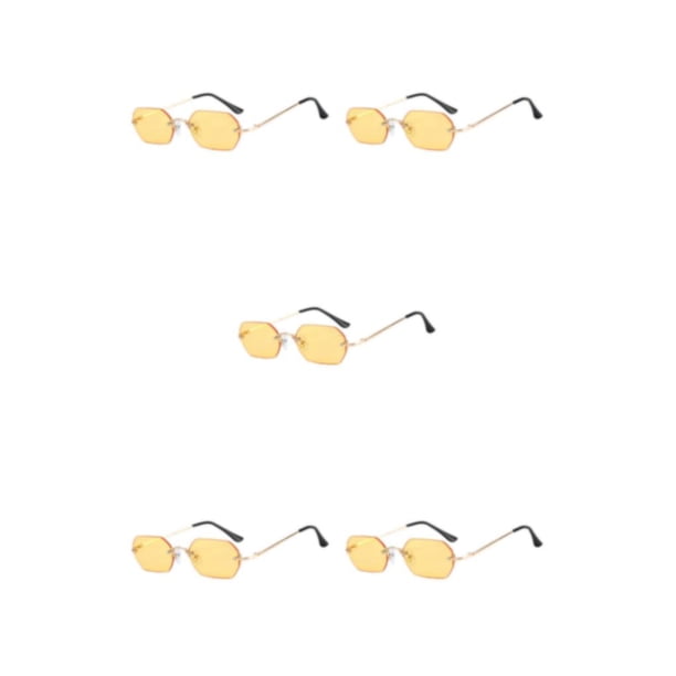 Qarigey Gafas de sol sin marco resistentes y duraderas de metal - Materiales Estilo punk Rectángulo Gafas de sol Simple Oro amarillo Type2 NO2