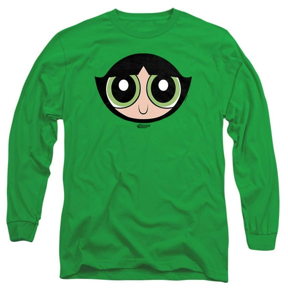 The Powerpuff Girls Buttercup Face Unisex Adult Long-Sleeve T Shirt, Kelly Green, Medium