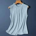 thumbnail image 4 of JHHLSF Casual Women's Silk Satin Tank Tops With Lace Trim Versatile Blouses For Spring And Summer Stylish Sleeveless Shirts Light Blue,L, 4 of 5