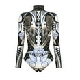 thumbnail image 4 of ANINEO Women Long Sleeve Graphic Printed Zipper Skin Tight Garment Party Romper Bodysuit Onesie, 4 of 4