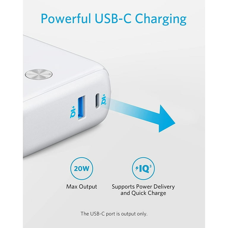 Anker PowerCore Fusion 10000, 20W Portable USB-C Wall Charger 10000mAh  2-in-1 with Power Delivery, White