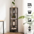 thumbnail image 5 of ZXNYH 5 Tier Corner Shelf, Industrial Corner Bookshelf Small Bookcase Rustic Storage Rack Plant Display Stand for Living Room, Home Office, Kitchen, Small Space, Brown, 5 of 7