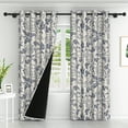 thumbnail image 2 of Lfeey Living Room Blackout Curtains Gray Floral Print Bedroom Insulated Curtains, 52x84 Inches, 2 Panels, 2 of 6