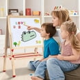 thumbnail image 7 of Foldable Kids Painting Easel Double Sided Chalkboard & Magnetic Whiteboard Wooden Art Easel Adjustable Height with Accessories Gift for Toddlers and Kids Ages 3-8, 7 of 7