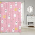 thumbnail image 2 of Manfei Halloween Ghost Print Shower Curtain 72Wx84L,Minimalist Bat Bathroom Shower Curtain, 2 of 5