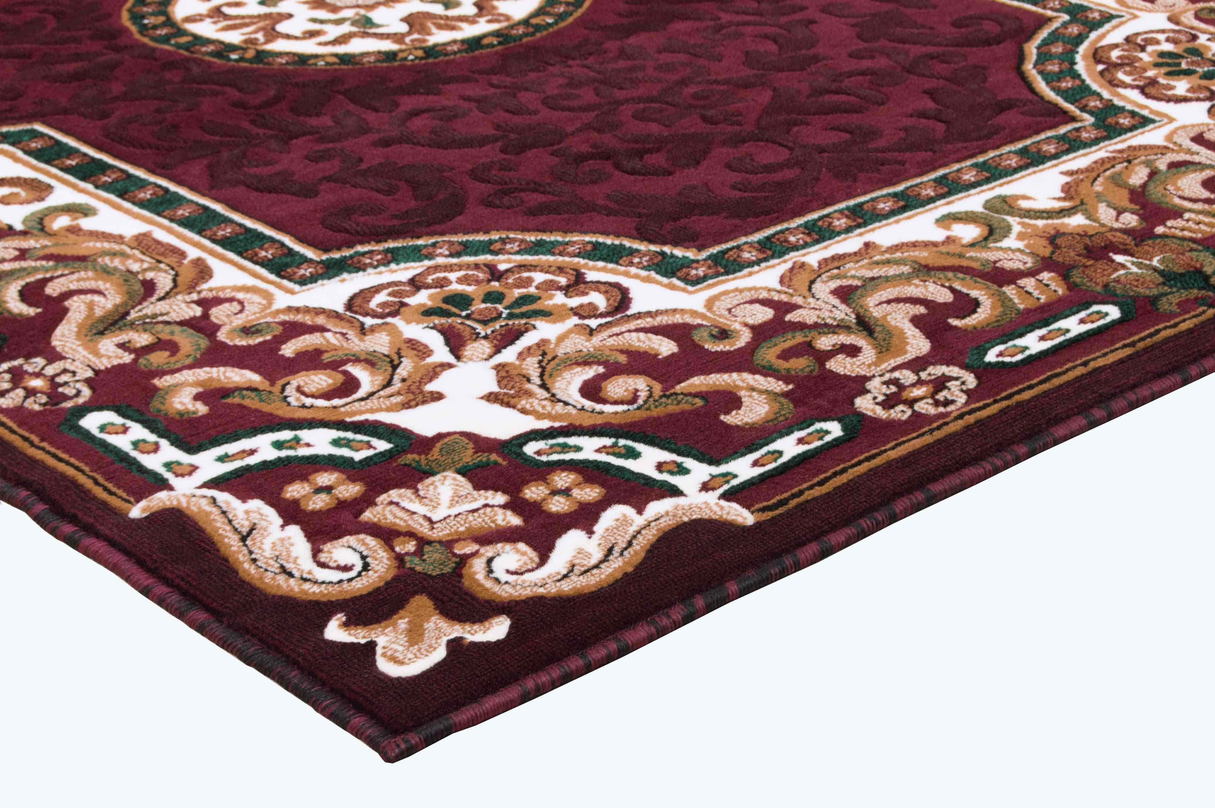 HR HANDCRAFT RUGS, Livingroom Rugs Bohemian Rugs, Shed Free Stain Resistant Easy Clean, Burgundy and Multi, 5' x 7'