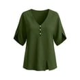 thumbnail image 6 of Yteetum 3/4 Length Sleeve Shirts for Women Summer V Neck 3/4 Sleeve Cotton Linen Tops Womens Casual Solid Loose Lightweight Comfy T Shirts, 6 of 7
