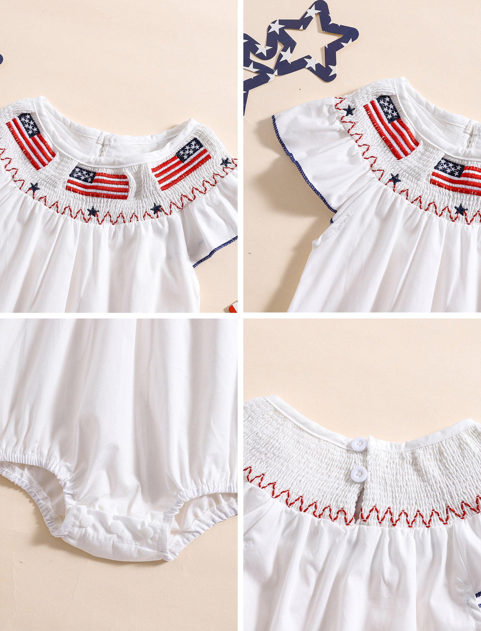 OBEEII Unixes Flutter Sleeve Romper Cute Causal Summer White Jumpsuit Birthday Outfits Baby Clothes