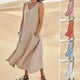 thumbnail image 2 of Vestido de lino de algodón sin mangas para mujer con bolsillos Vestido de playa estilo boho, 2 of 4