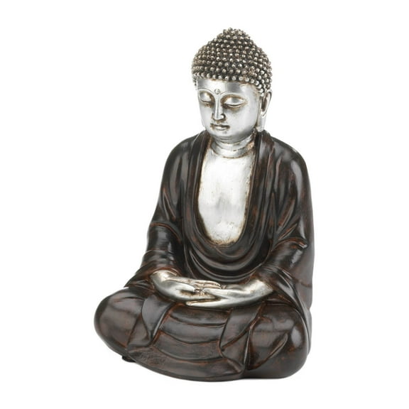 Zingz & Thingz 9.5" Silver and Black Peaceful Sitting Buddha Statue