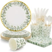 Sage Green Party Decorations,Bridal Shower Plates and Napkins Sets,Sage Green Paper Plates Dinnerware for Greenery Bridal Shower, Baby Shower,Wedding and Baptism Decorations