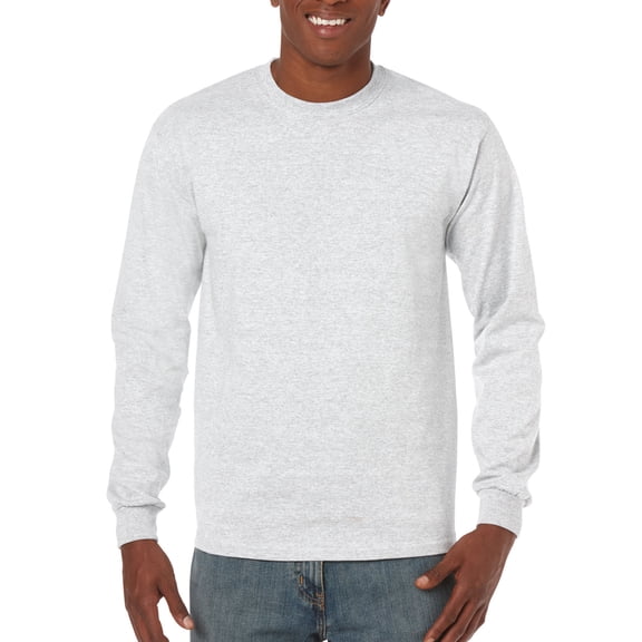 Gildan Mens Heavy Cotton Long Sleeve T-Shirt, L, Ash
